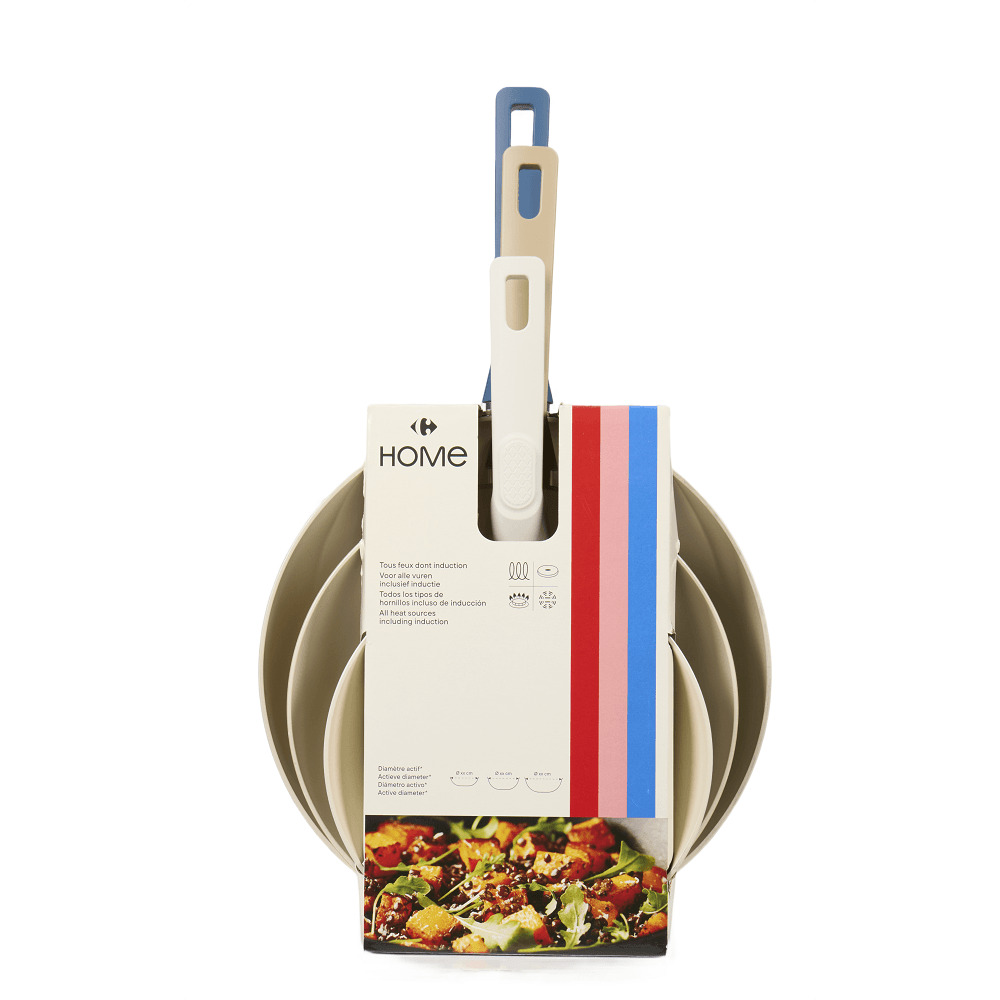 Set 3 tigai Carrefour Home, aluminiu forjat, 20/24/28 cm, Multicolor