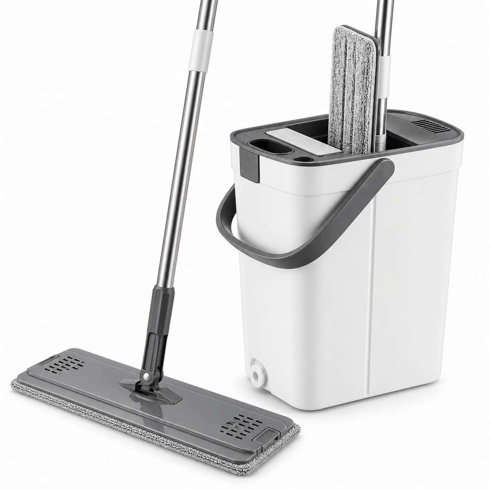 Set de curatenie cu mop si galeata Carrefour Home, Multicolor