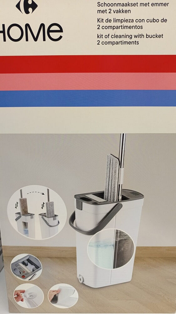 Set de curatenie cu mop si galeata Carrefour Home, Multicolor