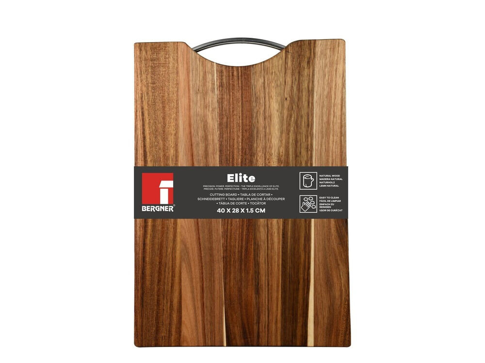 Tocator Bergner Elite, lemn de Acacia, 40x28x1.5 cm, Maro