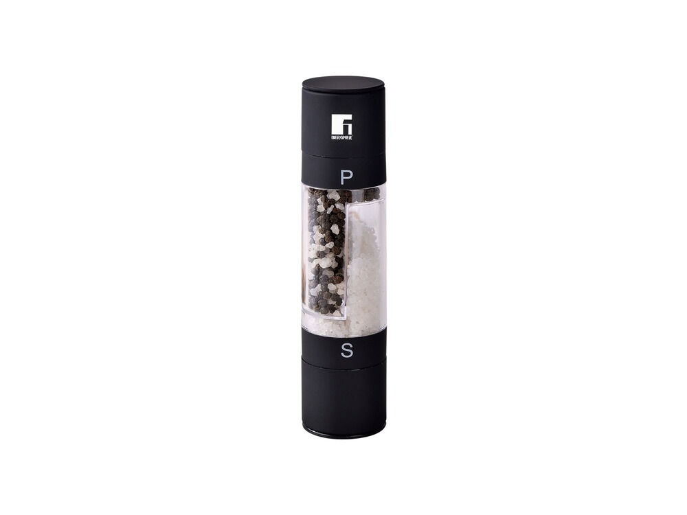 Rasnita sare si piper Bergner Elite, 5.2x22.3 cm, Transparent/Negru