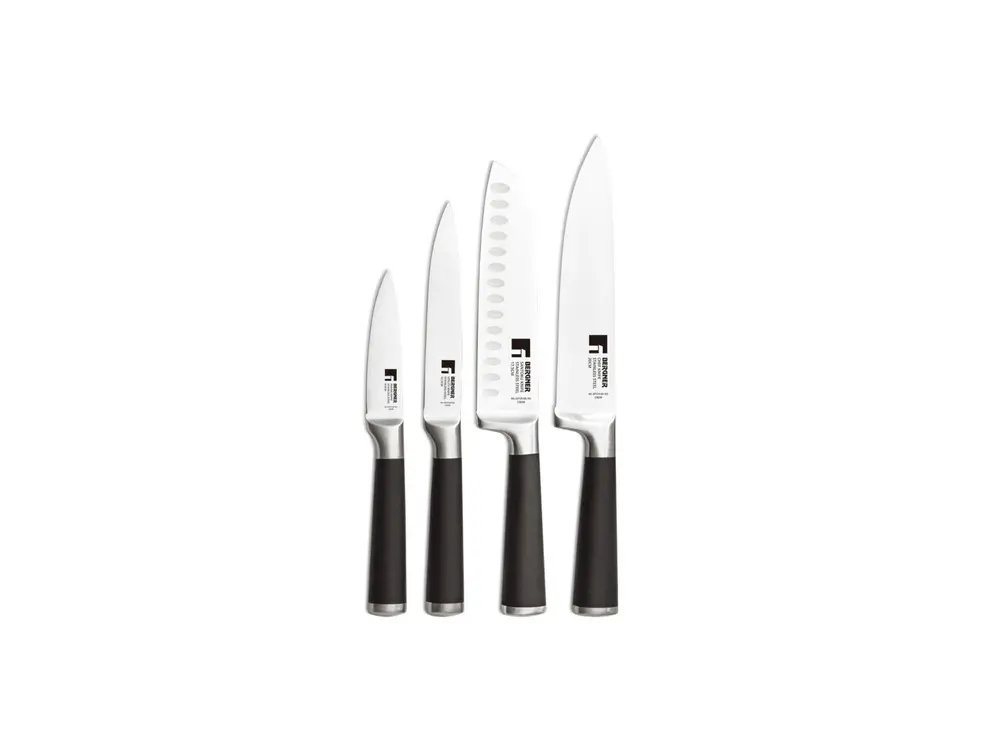 Set 4 cutite inox Bergner Elite, Argintiu/Negru