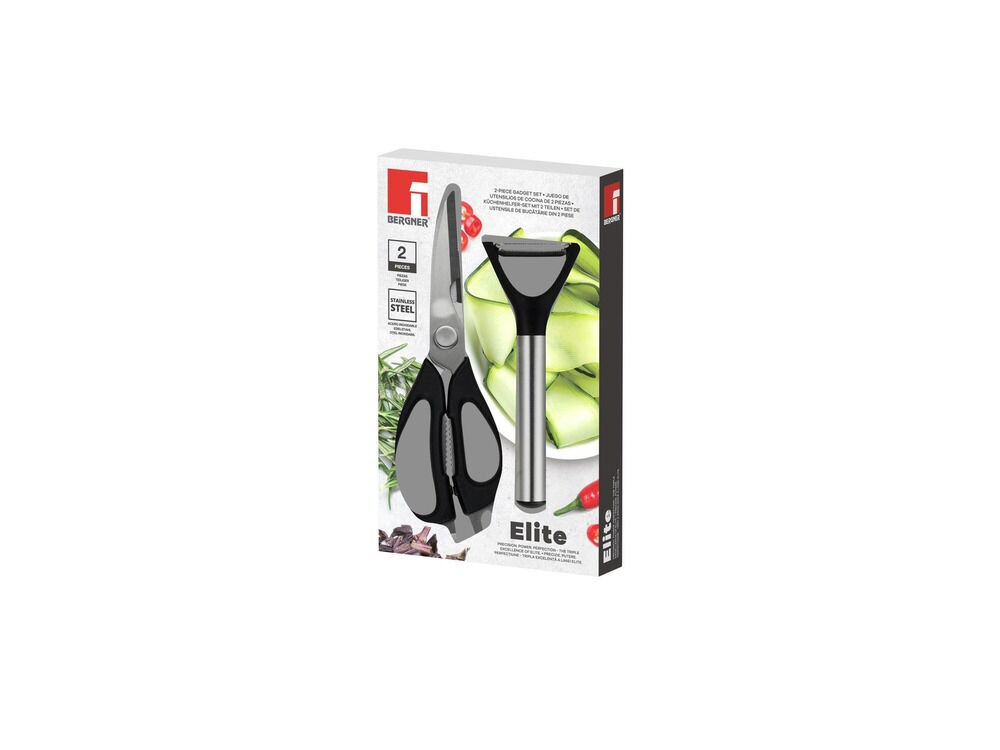 Set foarfeca si decojitor Bergner Elite, inox, Argintiu/Negru