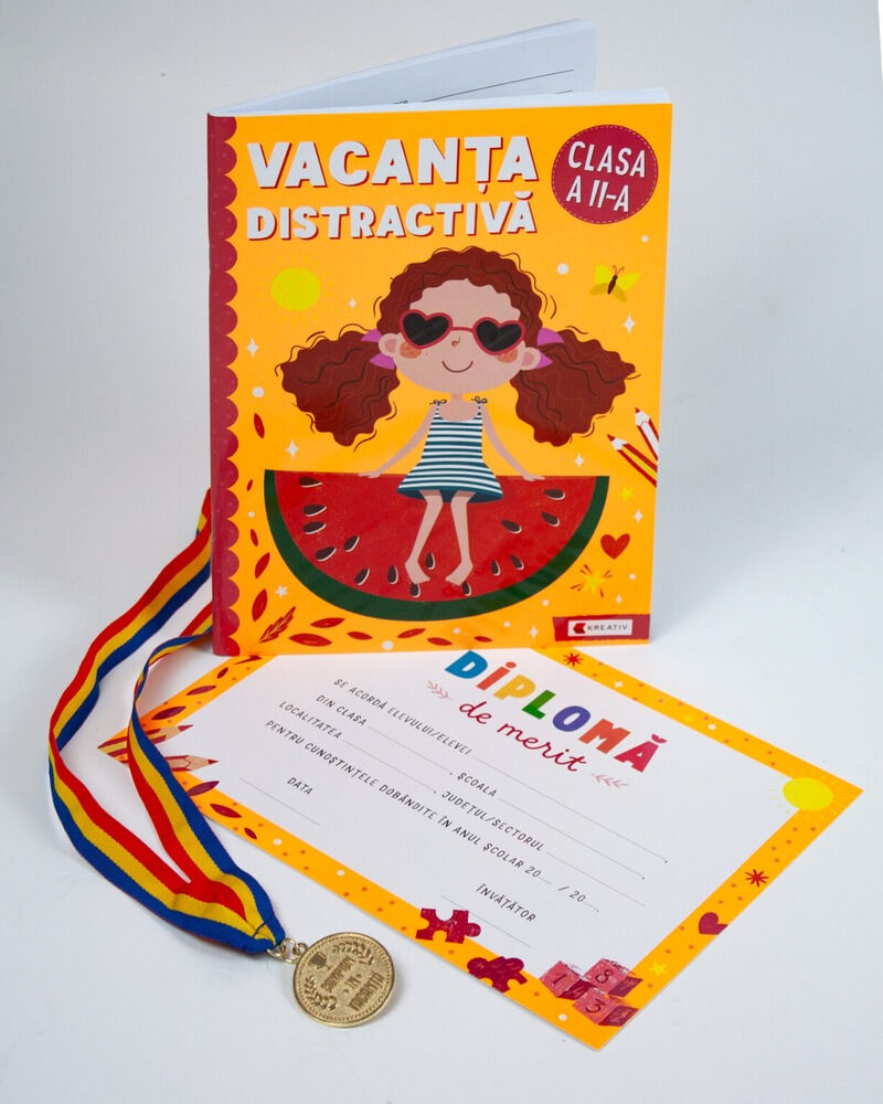 Pachet Caiet de vacanta Clasa a II-a + Diploma de merit + Medalie CADOU - Kreativ