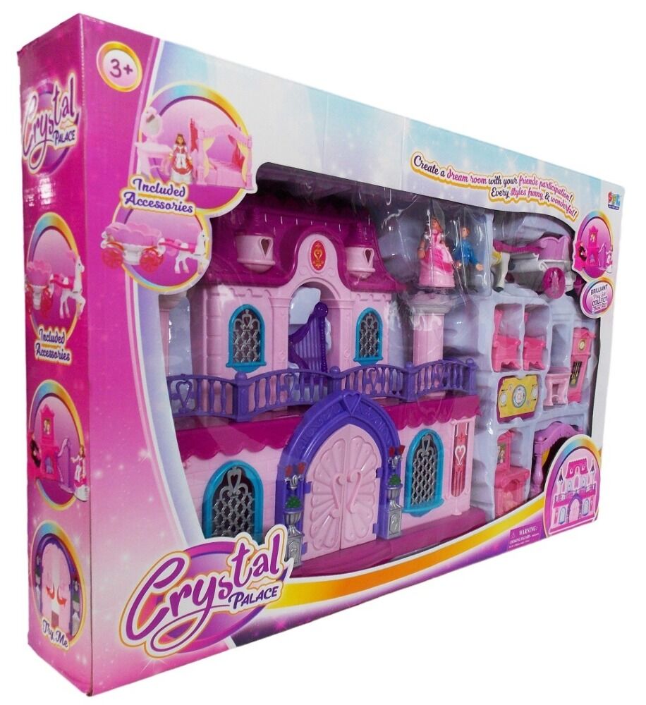 Castel cu mobilier si accesorii, plastic, Multicolor