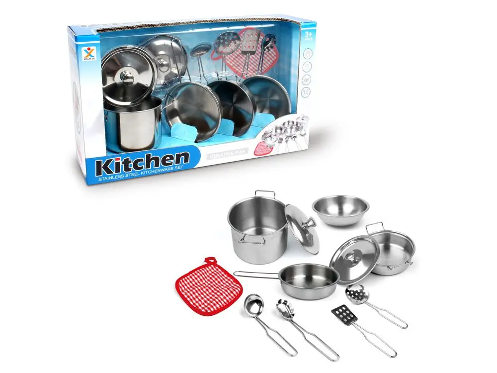 Set vesela bucatarie metalica, 11 piese, Multicolor