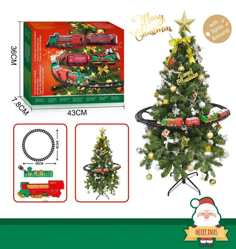 Set trenuri cu sunete si lumini pentru brad, Multicolor