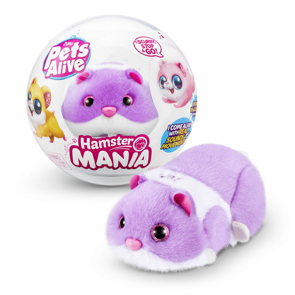 Jucarie de plus interactiva Pets Alive Hamster, 4 modele, Multicolor