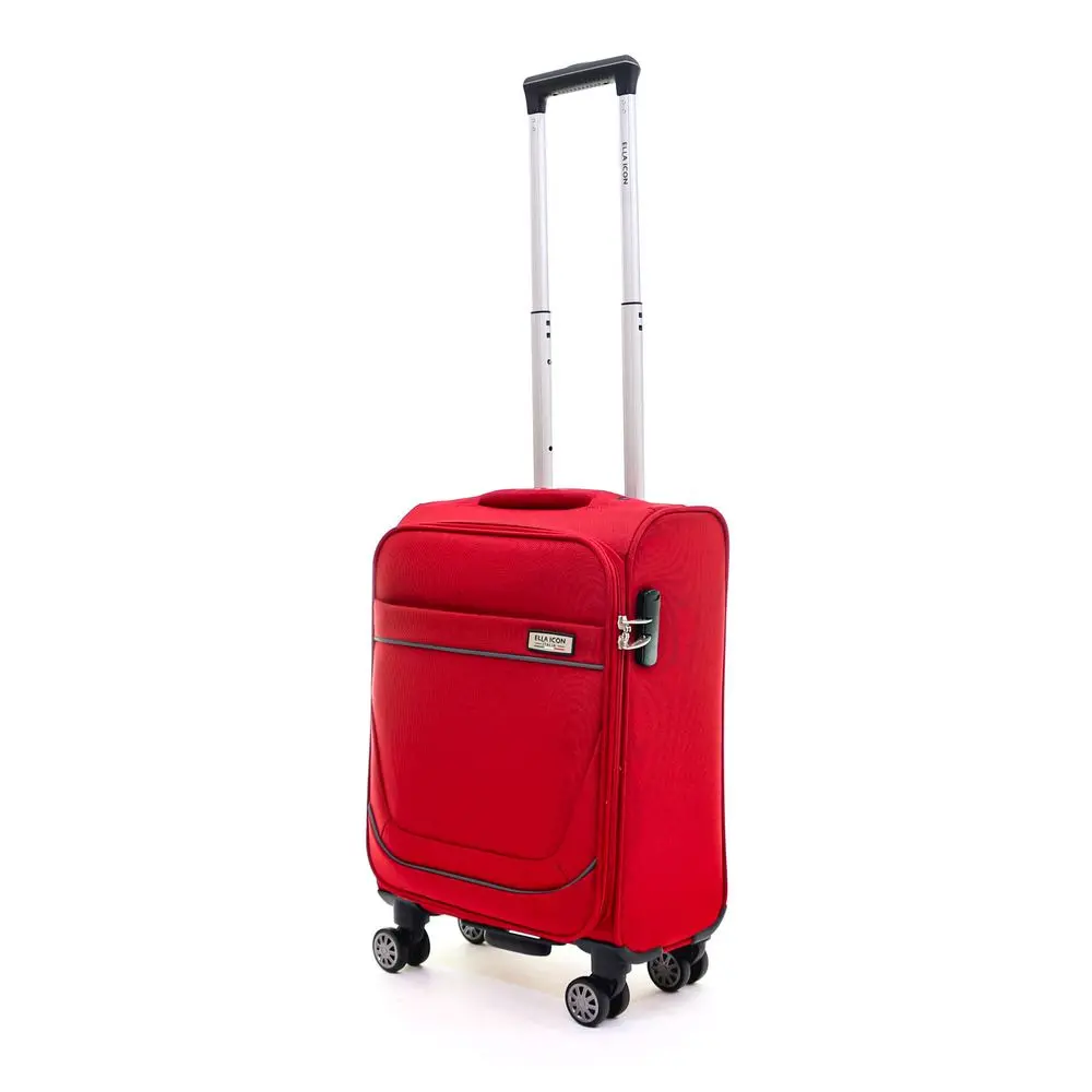 Troler cu 4 roti duble Ella Icon Petra, poliester, 55x36x24 cm, Rosu