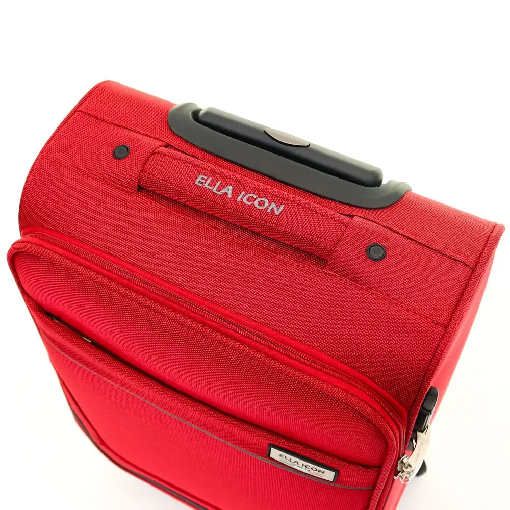 Troler cu 4 roti duble Ella Icon Petra, poliester, 55x36x24 cm, Rosu