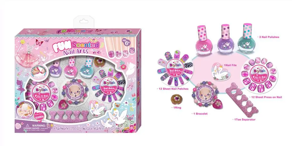 Set manichiura cu bratara Fun Scented Nail Arts, Multicolor