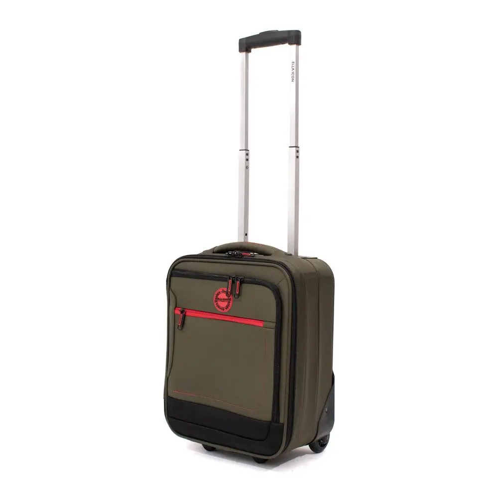 Troler cu 2 roti si maner telescopic Ella Icon Shadow, 40 cm, Verde/Kaki
