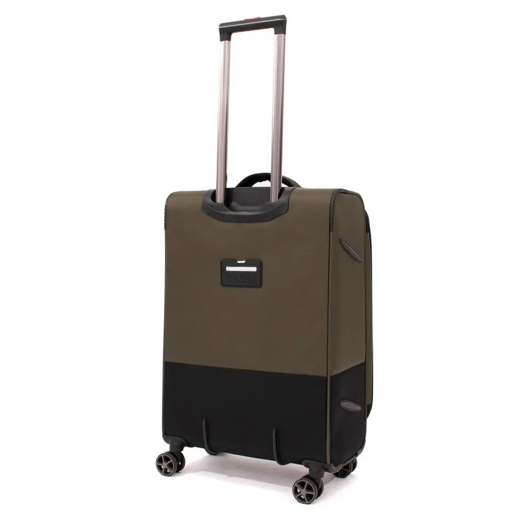 Troler cu 4 roti duble si maner telescopic Ella Icon Shadow, 67 cm, Verde/Kaki