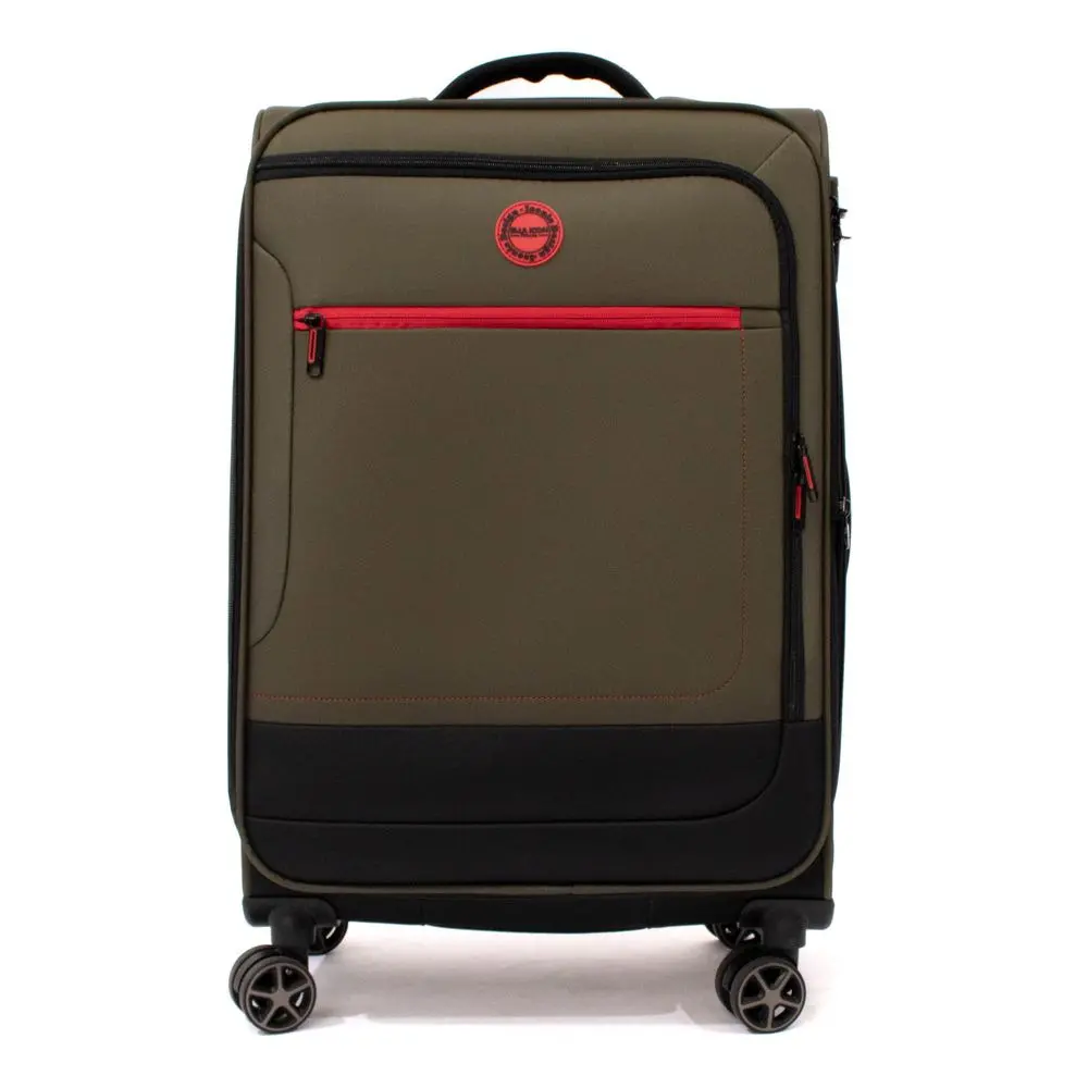 Troler cu 4 roti duble si maner telescopic Ella Icon Shadow, 67 cm, Verde/Kaki