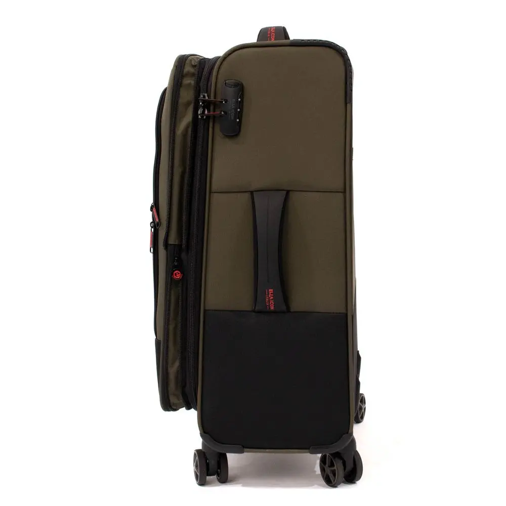 Troler cu 4 roti duble si maner telescopic Ella Icon Shadow, 67 cm, Verde/Kaki