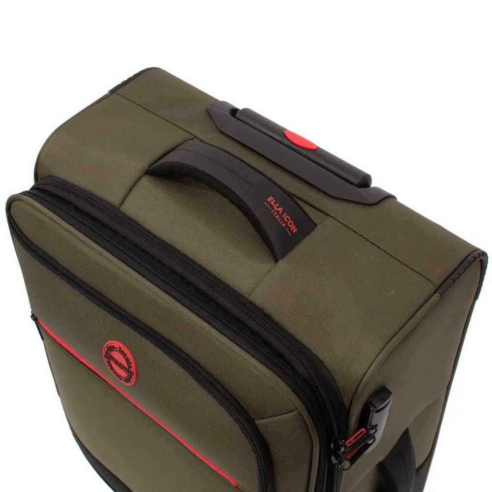 Troler cu 4 roti duble si maner telescopic Ella Icon Shadow, 67 cm, Verde/Kaki
