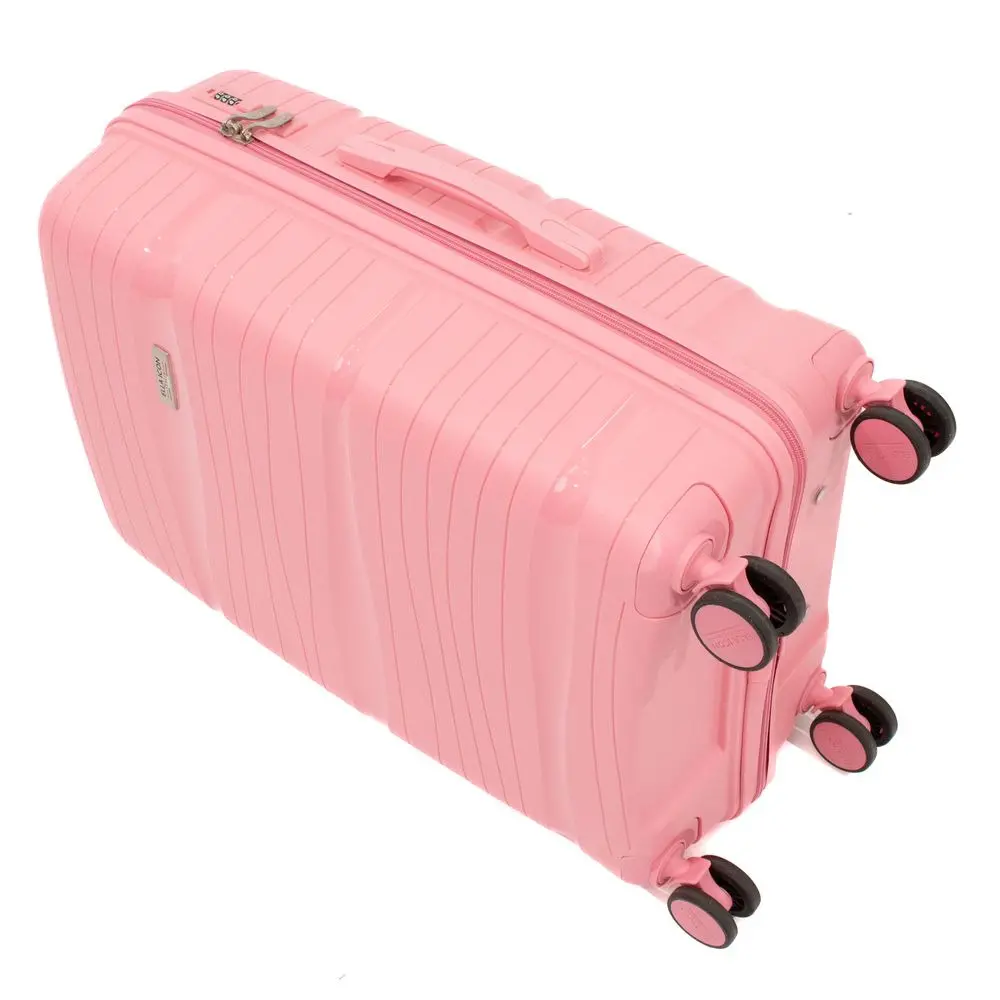 Troler cu 4 roti spinner Ella Icon Waves, PP, 73 L, 66 cm, Roz