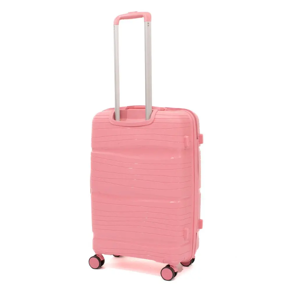 Troler cu 4 roti spinner Ella Icon Waves, PP, 73 L, 66 cm, Roz