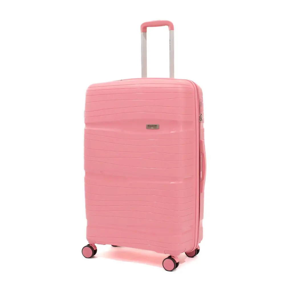 Troler cu 4 roti spinner Ella Icon Waves, PP, 107 L, 76 cm, Roz