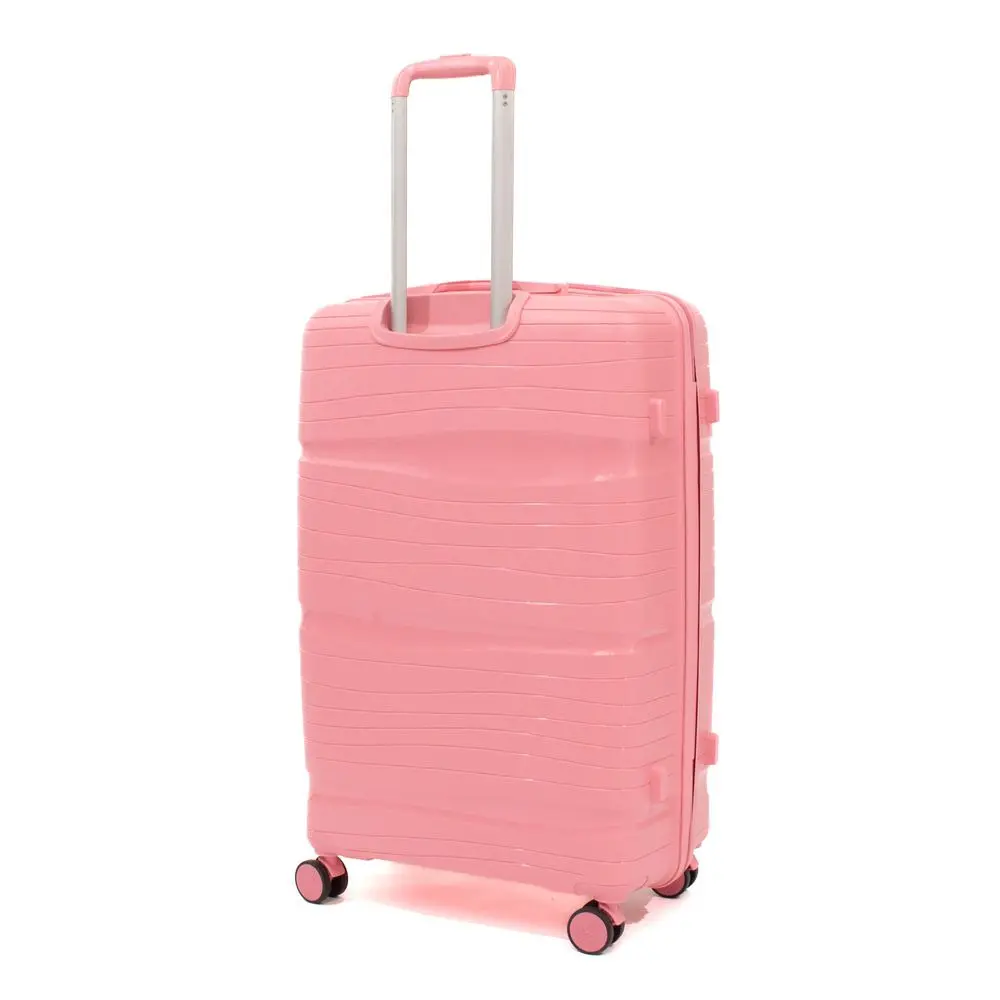 Troler cu 4 roti spinner Ella Icon Waves, PP, 107 L, 76 cm, Roz