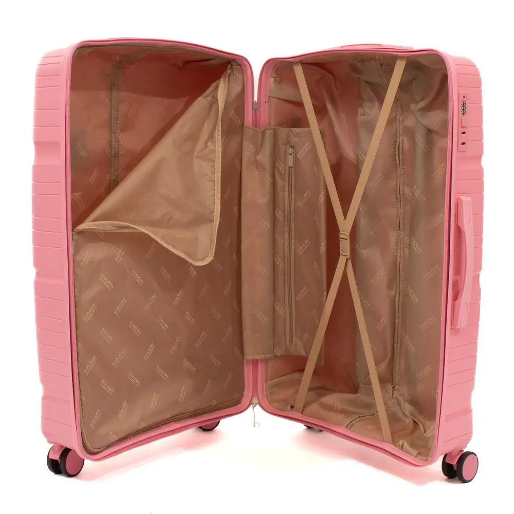 Troler cu 4 roti spinner Ella Icon Waves, PP, 107 L, 76 cm, Roz