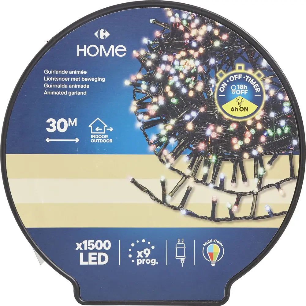 Instalatie Craciun Carrefour, 1500 LED-uri, 30 m, Multicolor