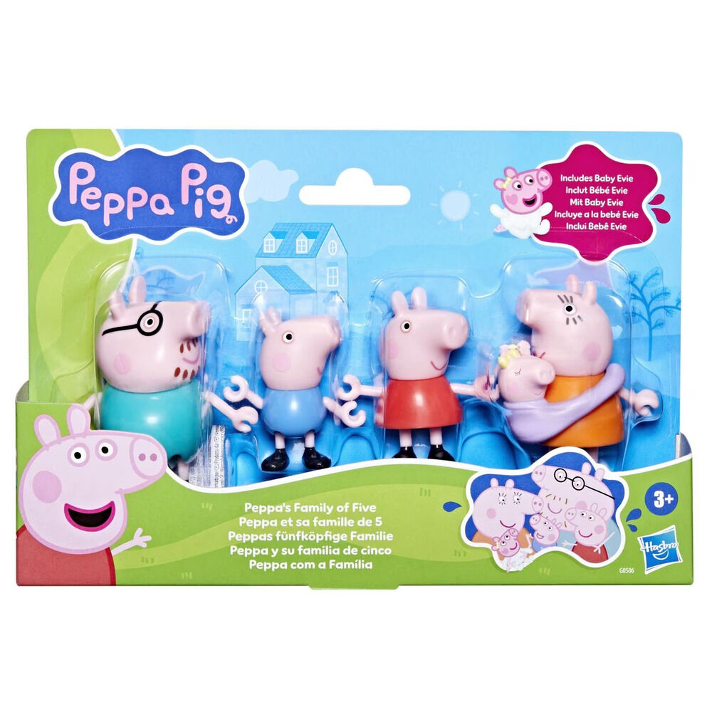 Set figurine Peppa Pig Familia de 5 personaje, Multicolor