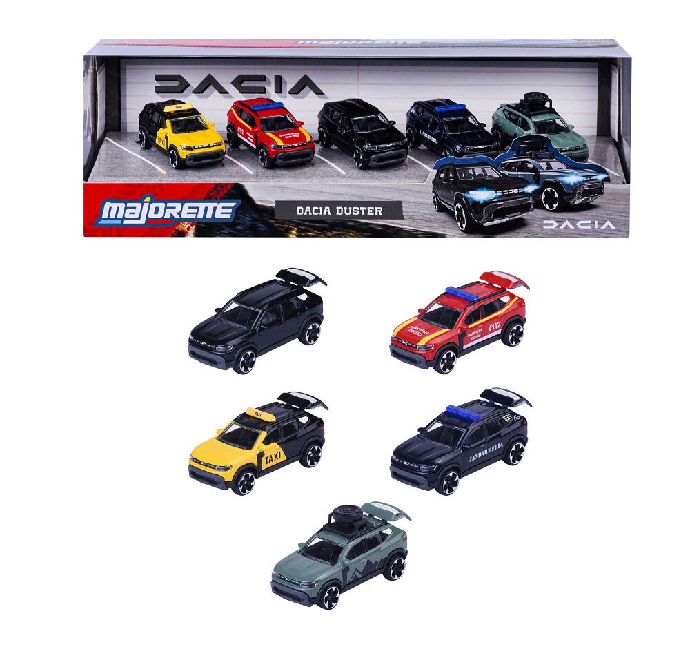 Set 5 masinute Majorette Dacia New Duster, 1:64, Multicolor