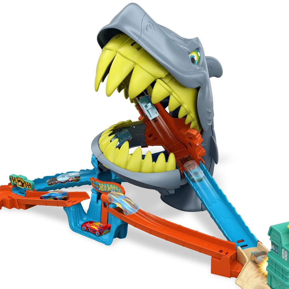 Set Hot Wheels City Atacul Rechinului JHL96, masina metalica inclusa, Multicolor