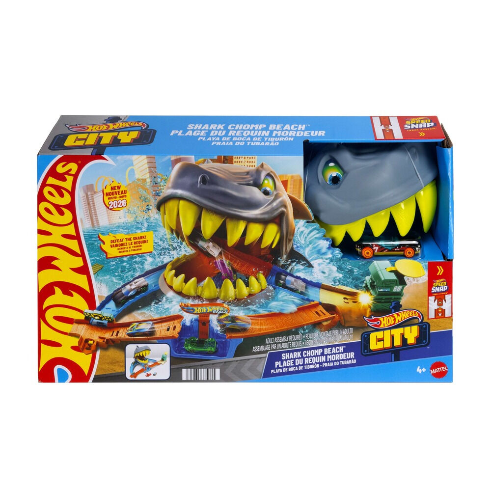 Set Hot Wheels City Atacul Rechinului JHL96, masina metalica inclusa, Multicolor