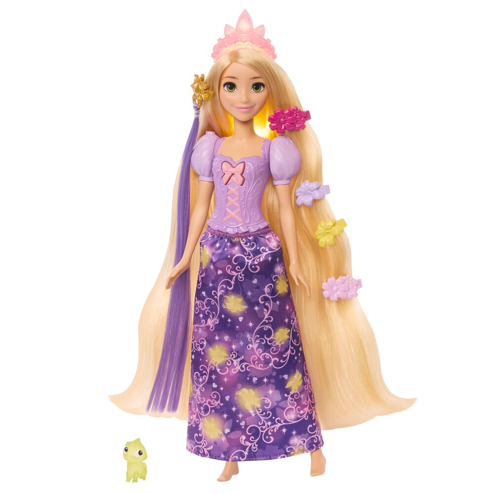 Papusa interactiva Disney Princess Rapunzel JHL46, cu par magic si accesorii, Multicolor