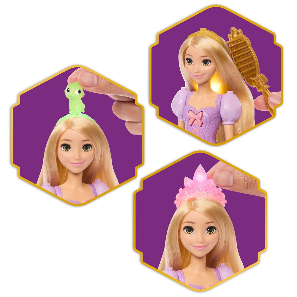 Papusa interactiva Disney Princess Rapunzel JHL46, cu par magic si accesorii, Multicolor