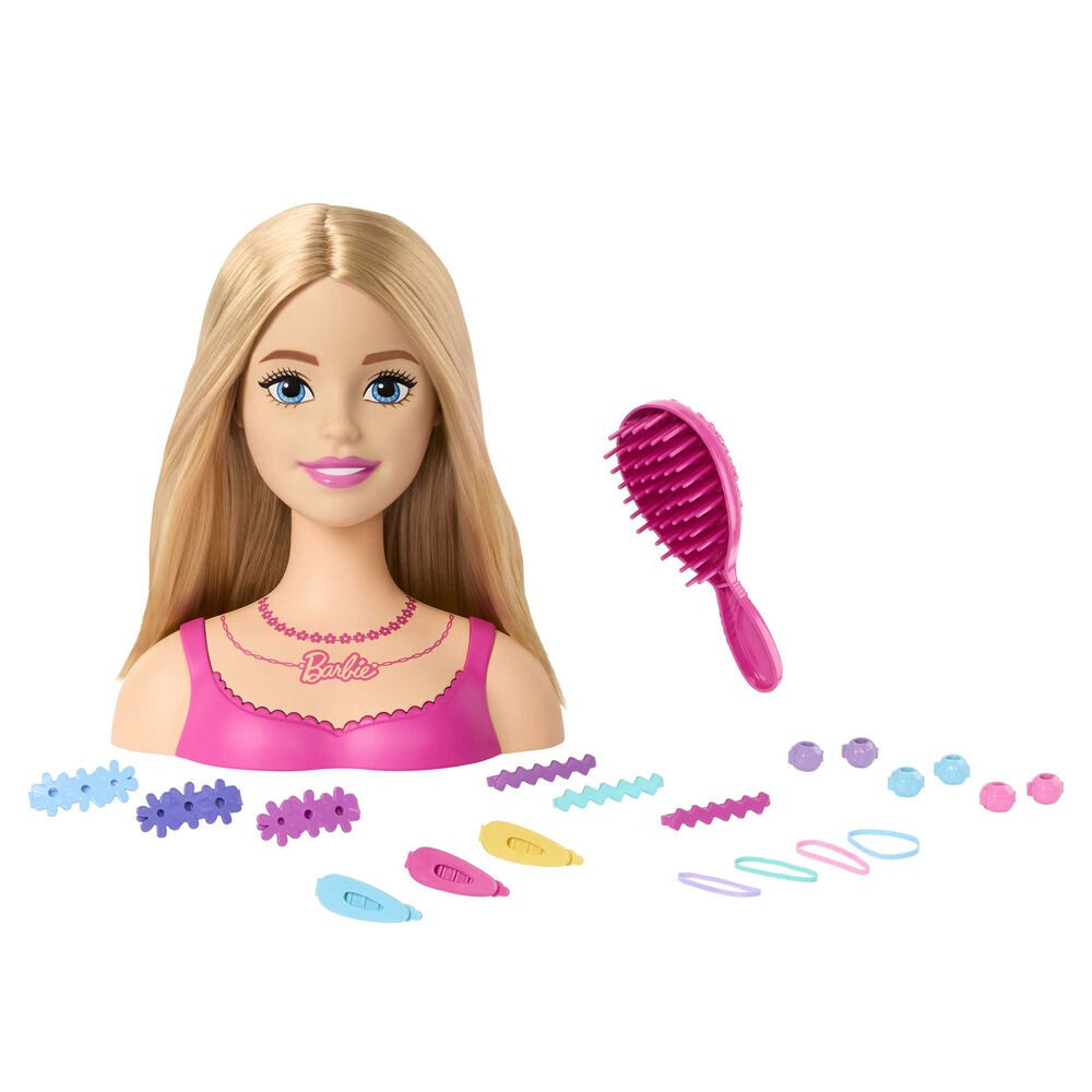 Set bust Barbie cu accesorii pentru coafat HMD88, 21 piese, Multicolor