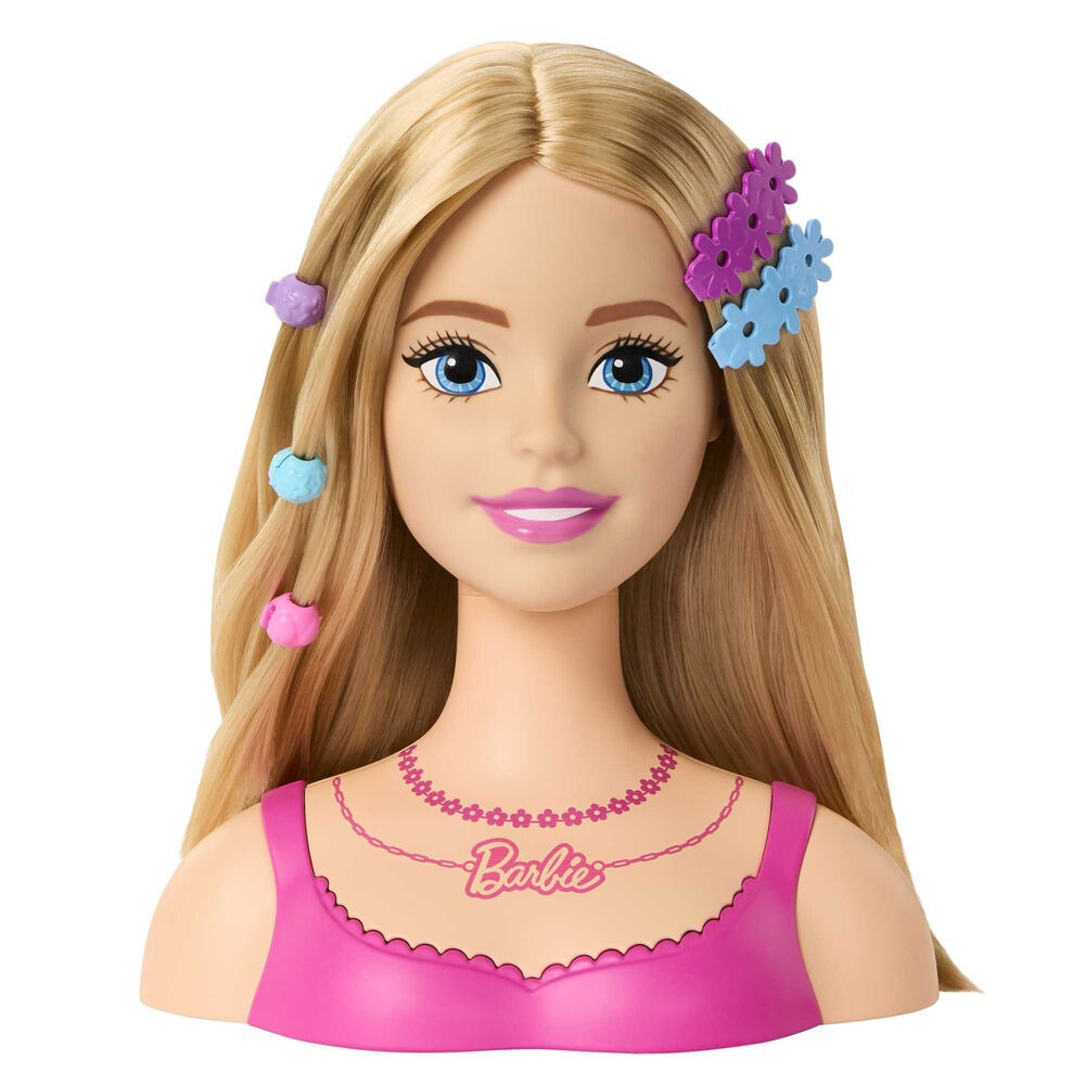 Set bust Barbie cu accesorii pentru coafat HMD88, 21 piese, Multicolor