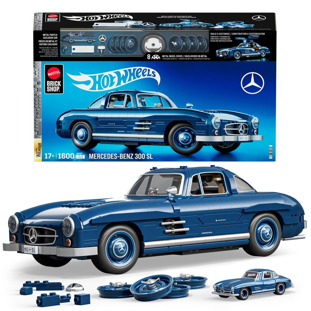 Set constructie Mattel Brick Shop Hot Wheels Mercedes-Benz 300SL HWW25, 1600 piese