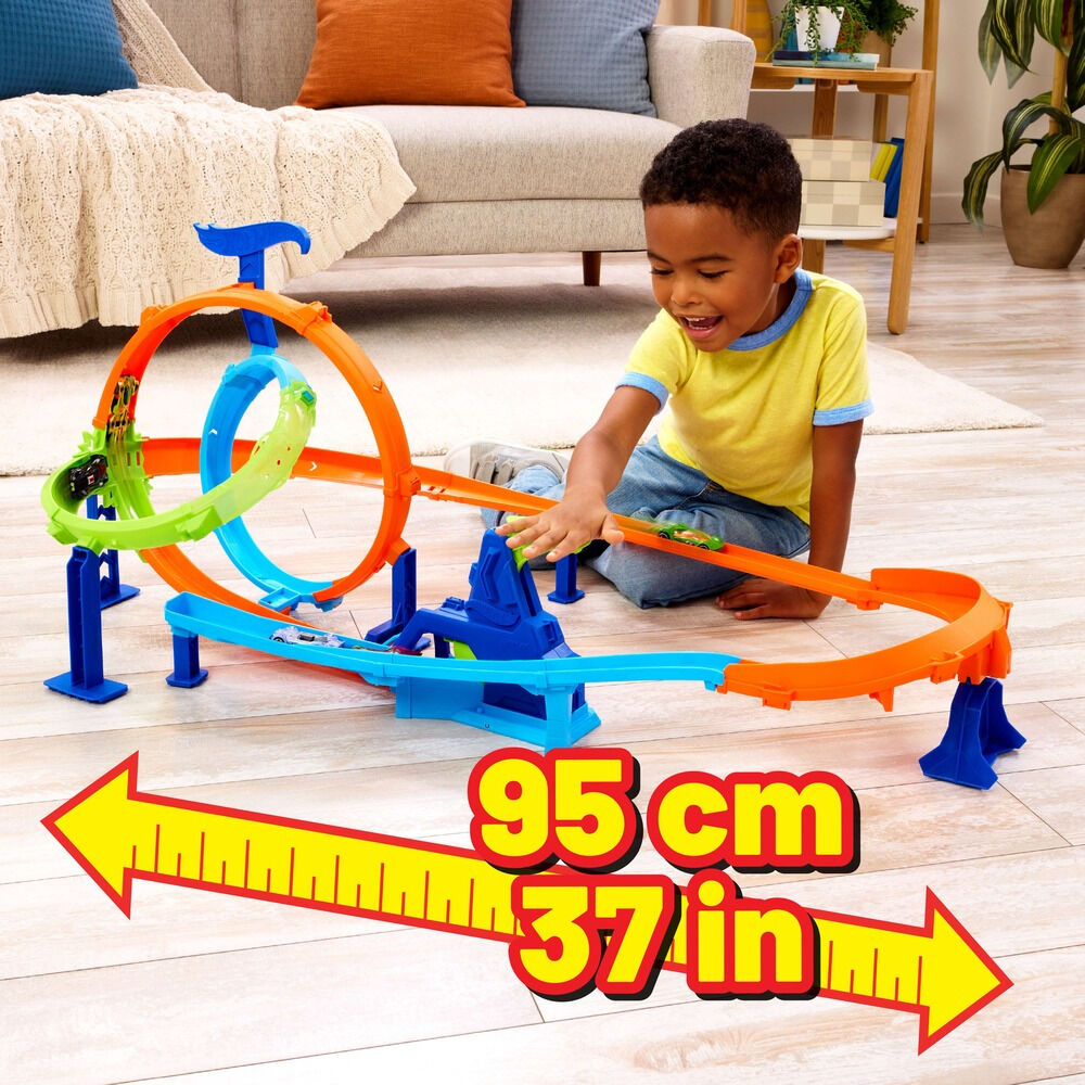 Set piste si masinuta Hot Wheels Stunt Tracks Rapid Launch Cyclone JHK73, Multicolor