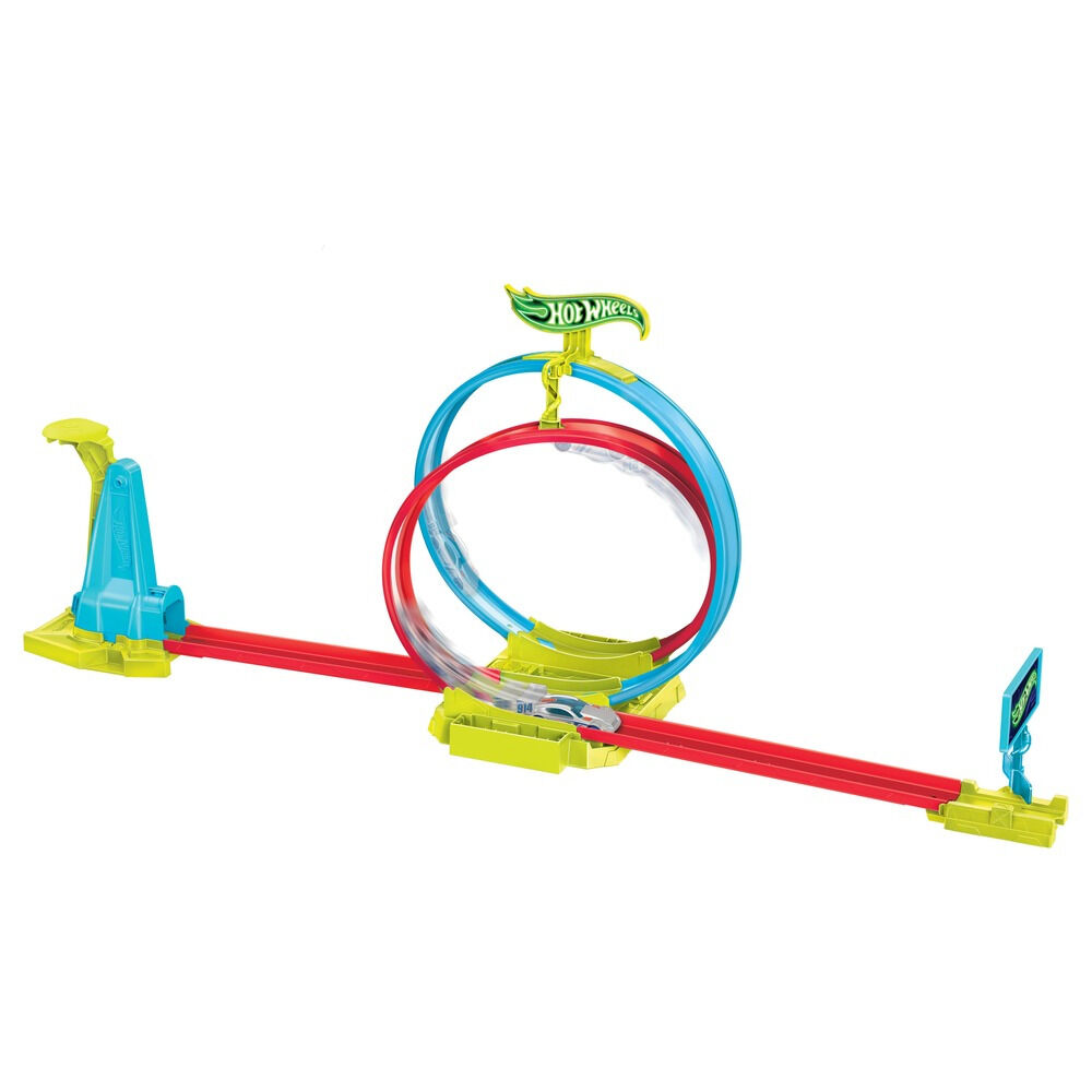 Set piste si masinuta Hot Wheels Neon Speeders Laser Stunt Slamway HPC05, Multicolor