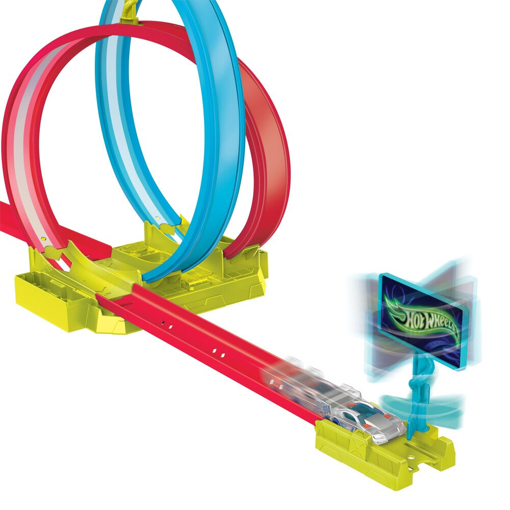 Set piste si masinuta Hot Wheels Neon Speeders Laser Stunt Slamway HPC05, Multicolor