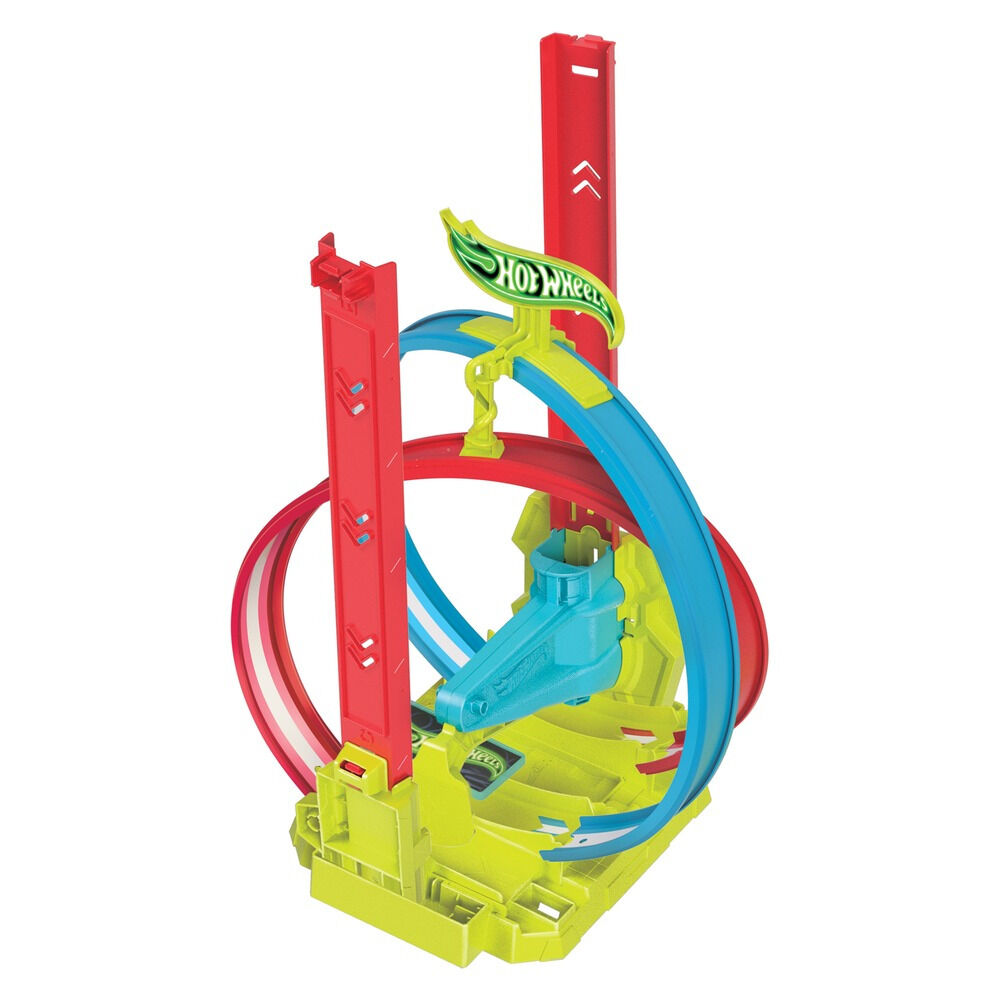 Set piste si masinuta Hot Wheels Neon Speeders Laser Stunt Slamway HPC05, Multicolor