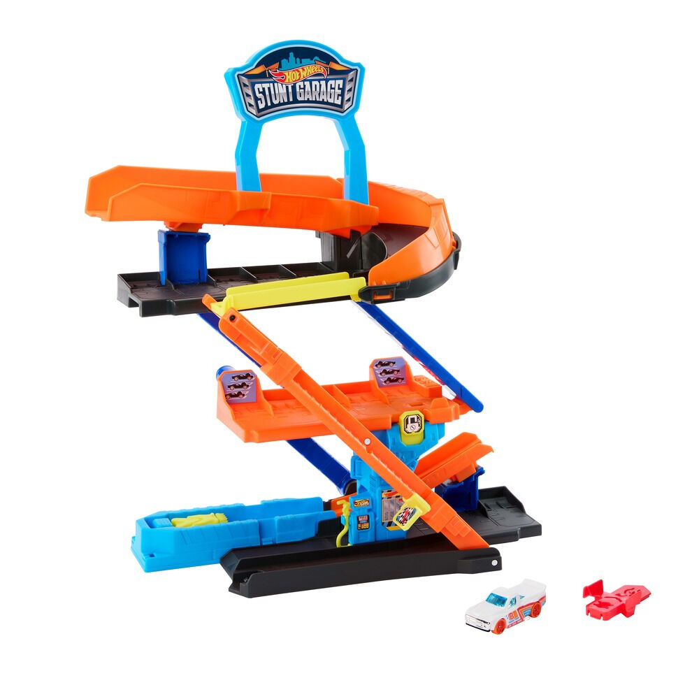Set joaca 2 in 1 Garaj transformabil Hot Wheels JHL94, masinuta inclusa, Multicolor