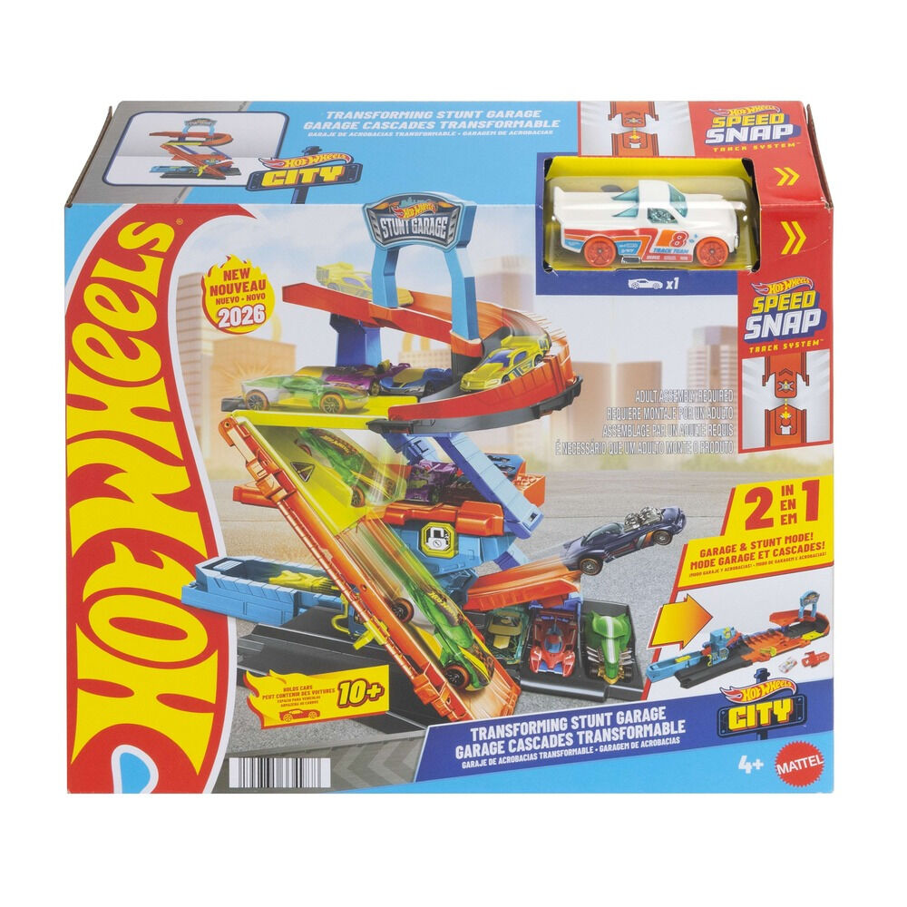 Set joaca 2 in 1 Garaj transformabil Hot Wheels JHL94, masinuta inclusa, Multicolor
