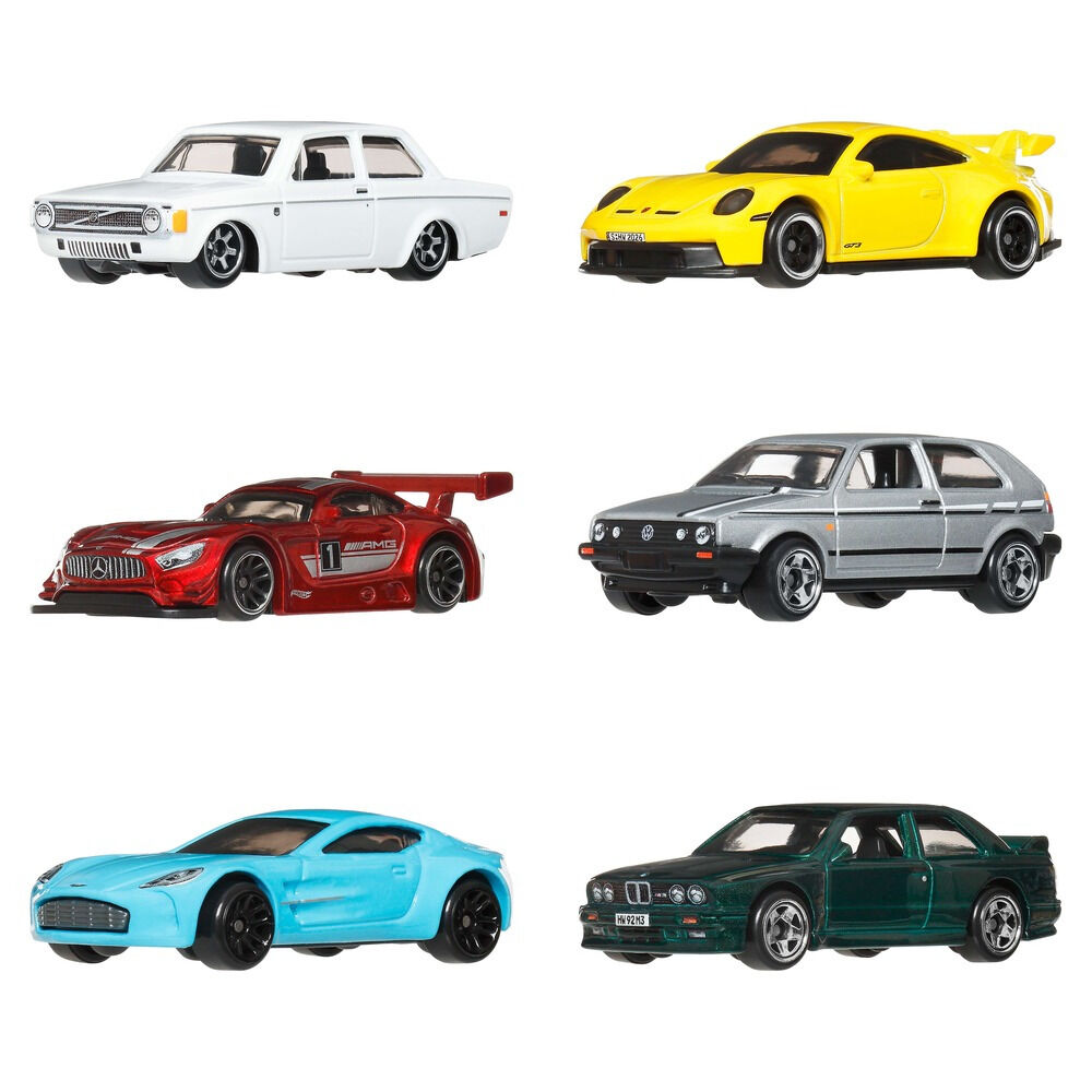 Set 6 masini Hot Wheels Silver Series Euro Style JLB25, 1:64, Multicolor