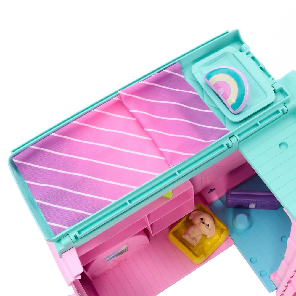 Set Mini rulota Barbie Dream Land Road Trip Camper JMK45, Multicolor