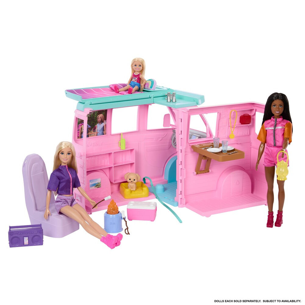 Set Mini rulota Barbie Dream Land Road Trip Camper JMK45, Multicolor