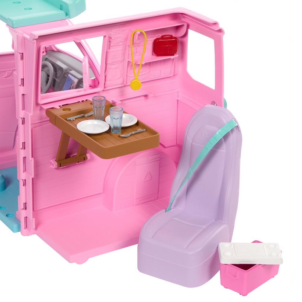 Set Mini rulota Barbie Dream Land Road Trip Camper JMK45, Multicolor