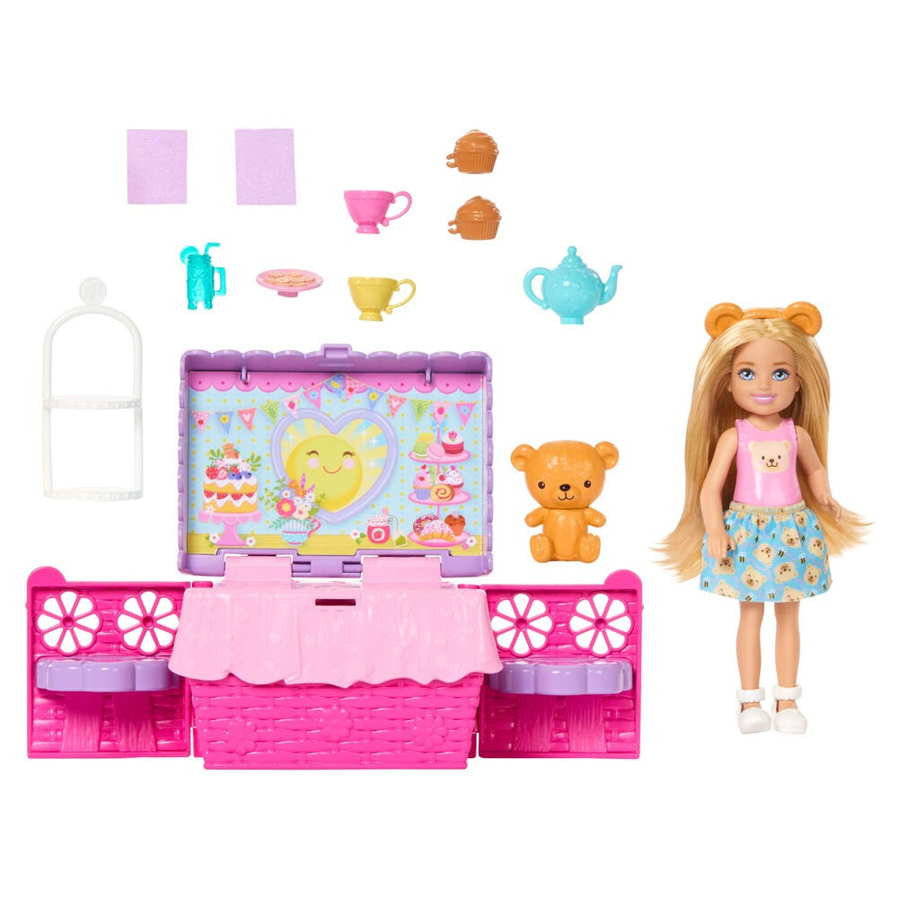 Set de joaca Barbie Petrecere cu ceai Chelsea JJB40, Multicolor