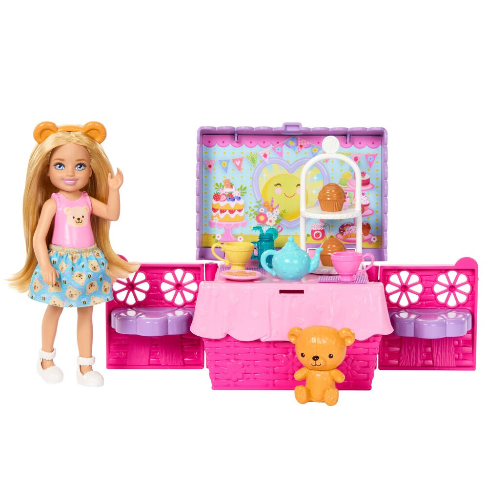 Set de joaca Barbie Petrecere cu ceai Chelsea JJB40, Multicolor