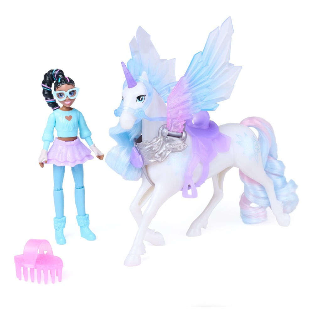 Set papusa Layla si unicorn Glacier Unicorn Academy Magia Aripilor, Multicolor