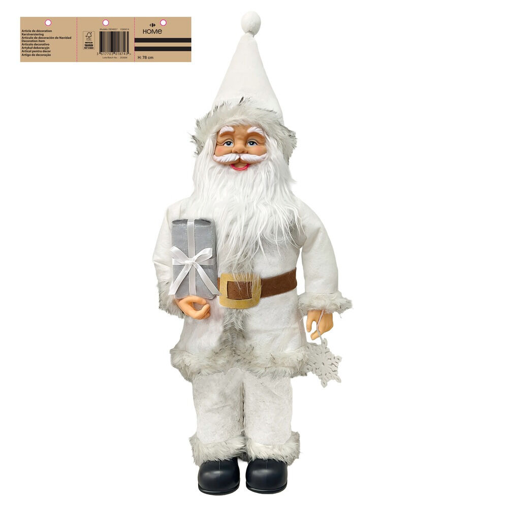 Figurina Mos Craciun Carrefour, 78 cm, Alb