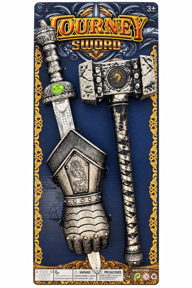 Set medieval cu ciocan si sabie, Multicolor